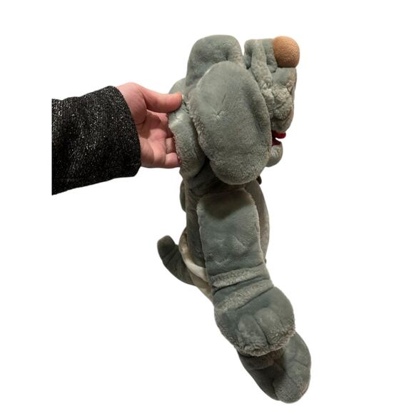 Vintage 1981 Ganzbros Wrinkles Dog Stuffed Puppet Hand Plush Animal Toy Grey 18” - Picture 3 of 9
